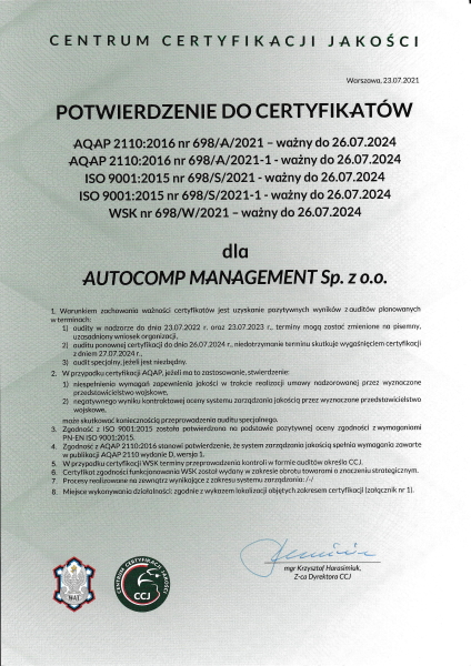 Potwierdzenie certyfikatów dla ACM i ACS 2021 24