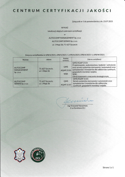Potwierdzenie certyfikatów dla ACM i ACS 2021 24 zał. nr1